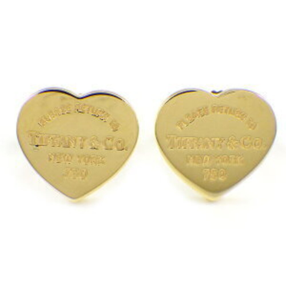 Tiffany Co Return to Tiffany Heart Earrings York Logo Yellow Gold